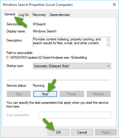 Stop-Windows-Indexing-Service