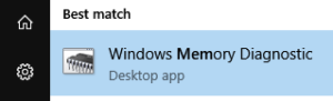 Selecting Windows Memory Diagnostic