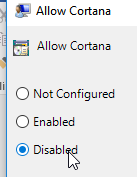 Disable Cortana