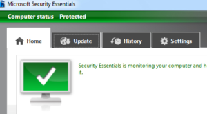 Microsoft Security Essentials User Interface