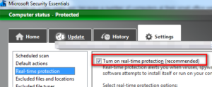 Turn on Real Time Protection