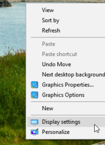 Opening up Display settings