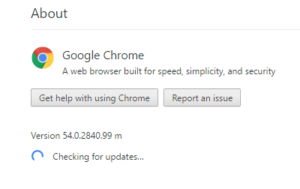 Chrome update in progress